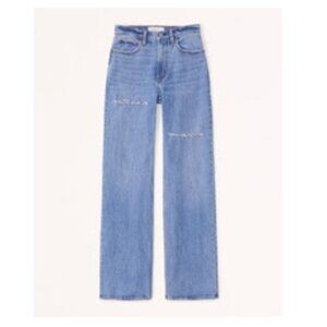 Abercrombie Women's High Rise 90s Relaxed Jean, Medium Destroy, 25 REG